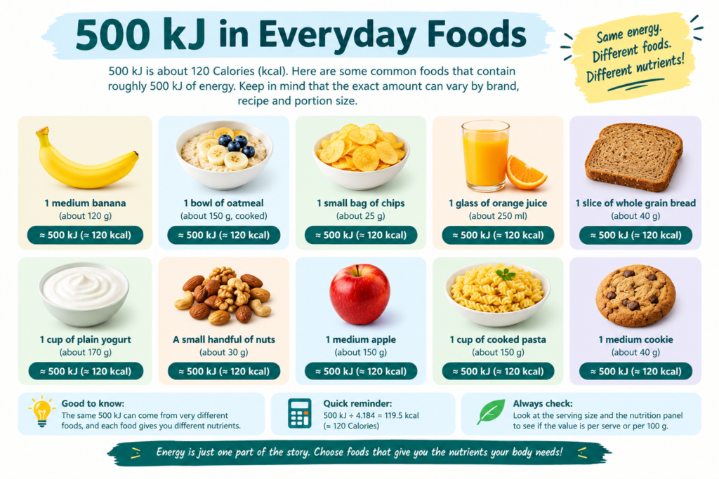 500 kJ in Everyday Foods