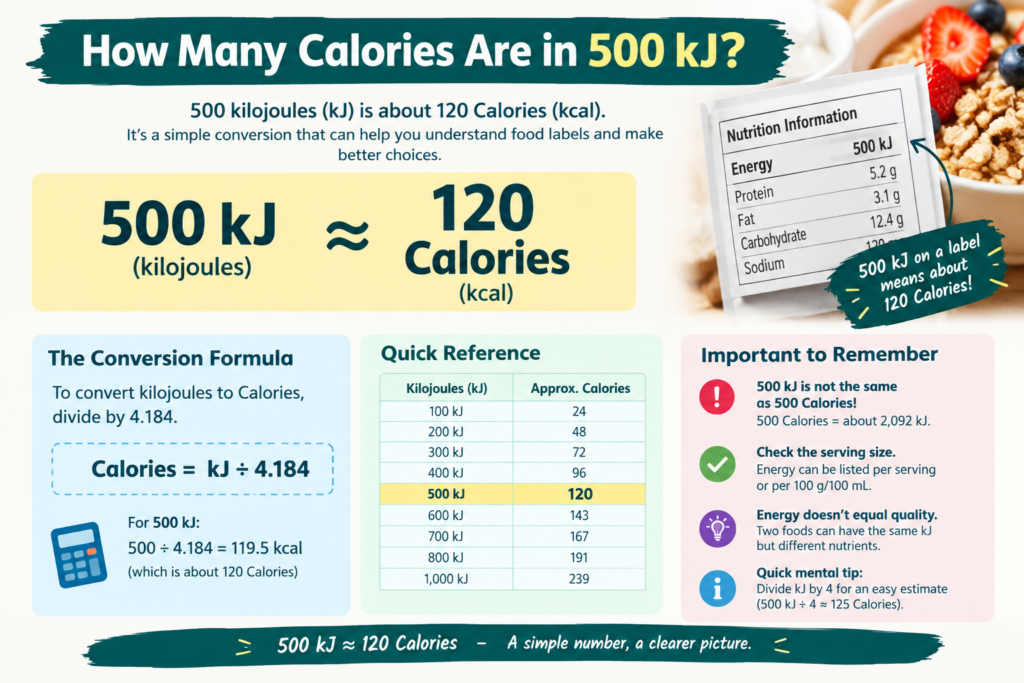 500 kJ to Calories