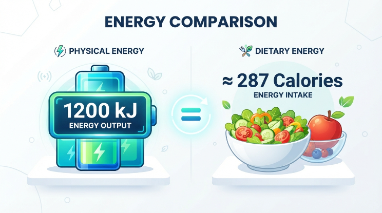 1200 kJ ≈ 287 Calories